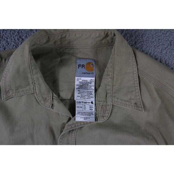 Carhartt FR Shirt Mens 2XL Brown Cotton Long Sleeve Button-Down - Picture 4 of 7